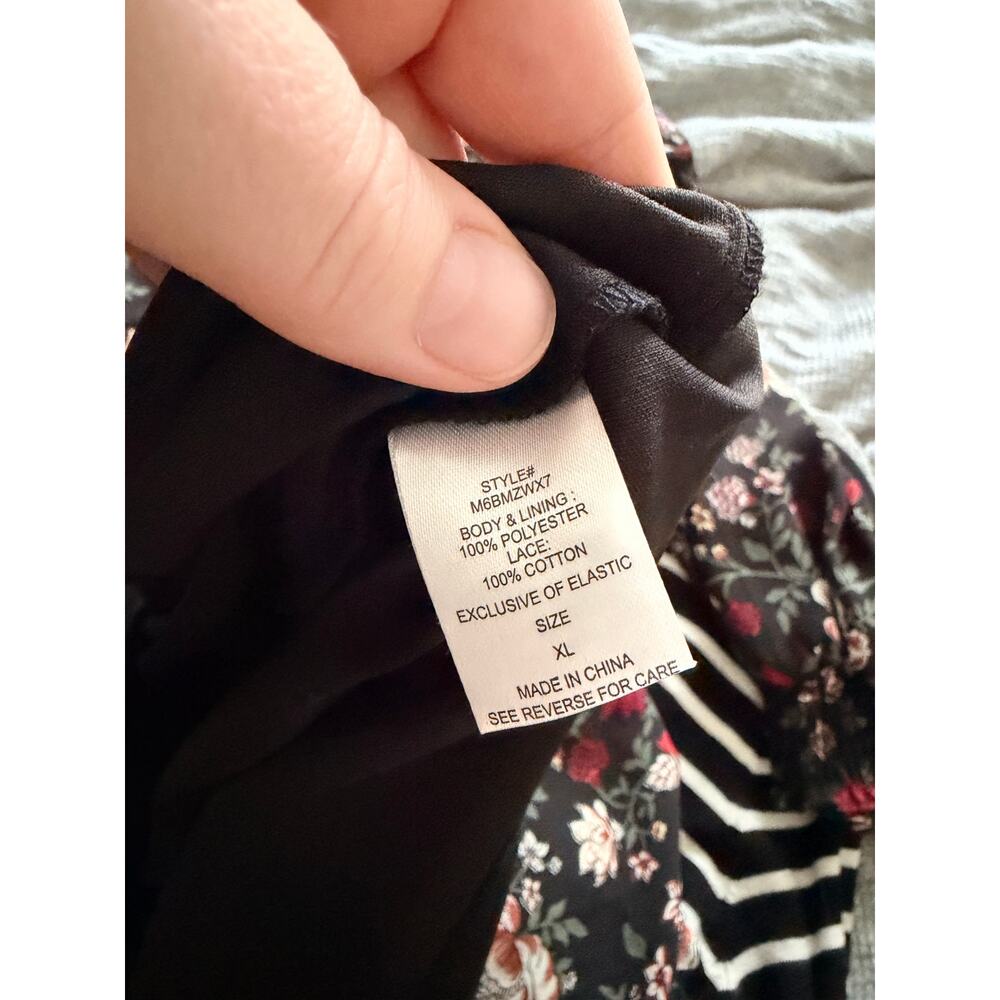 Ophelia Roe Black Floral Long Sleeve Dress - Size XL - Picture 5 of 6